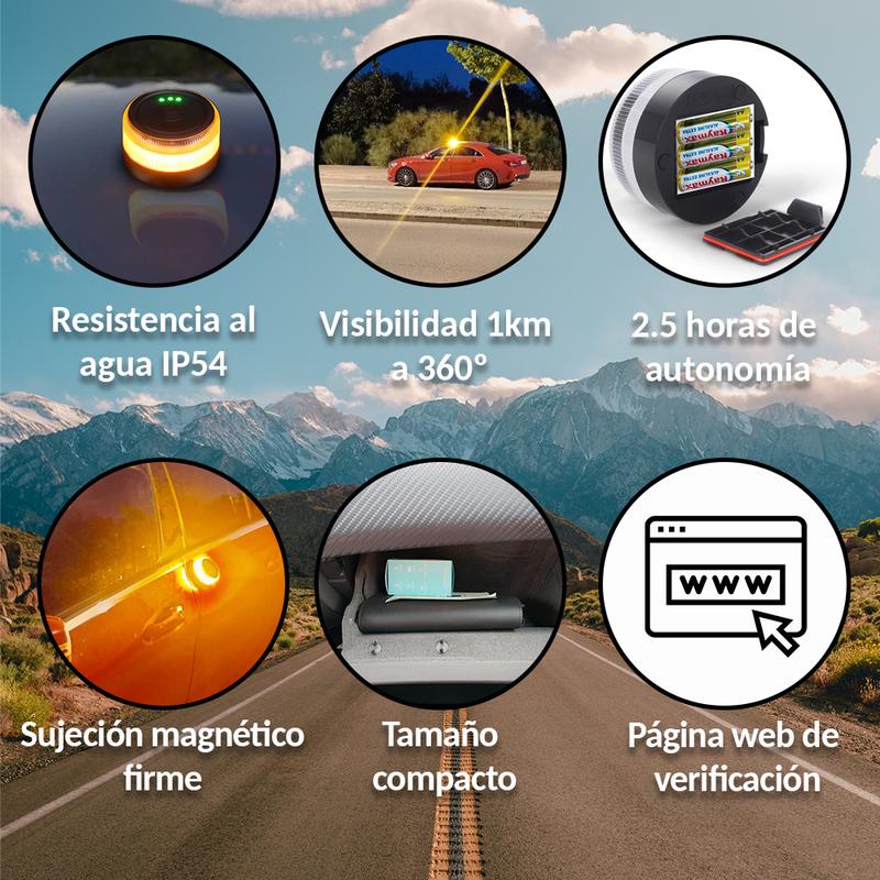 🔥Recomendación de la DGT🔥 Baliza de Emergencia V16 3.0 – Aprobada para 2026, Magnética IP54 y conforme a la normativa vigente