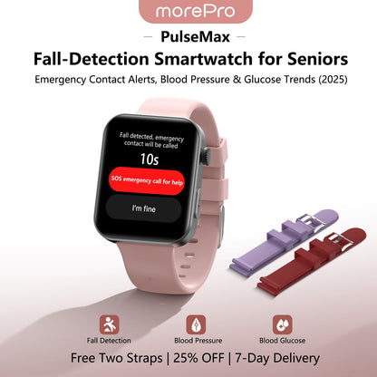 Best Upgrade MorePro® PulseMax Fall Detection Watch With Blood Glucose+Blood Pressure Monitoring+Calls 2025+ Free Strap*2 Gift🎁