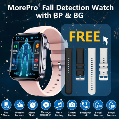 Best Upgrade MorePro® PulseMax Fall Detection Watch With Blood Glucose+Blood Pressure Monitoring+Calls 2025+ Free Strap*2 Gift🎁