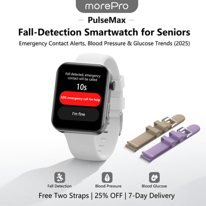 Best Upgrade MorePro® PulseMax Fall Detection Watch With Blood Glucose+Blood Pressure Monitoring+Calls 2025+ Free Strap*2 Gift🎁