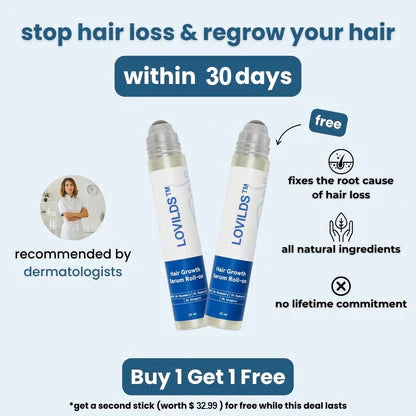 ⚡ 24-Hour Special: Buy 1 Get 1 FREE Hair Regrowth Roll-On - Clinically Proven for 4-Week Results