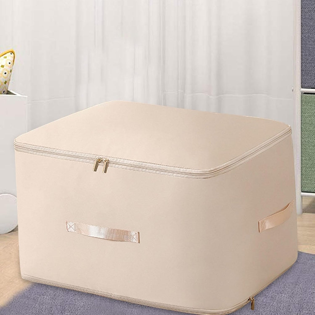Large Capacity Fabric Storage Box | Foldable Organizer with Zipper Closure | Dustproof and Moisture-Resistant Storage Bin