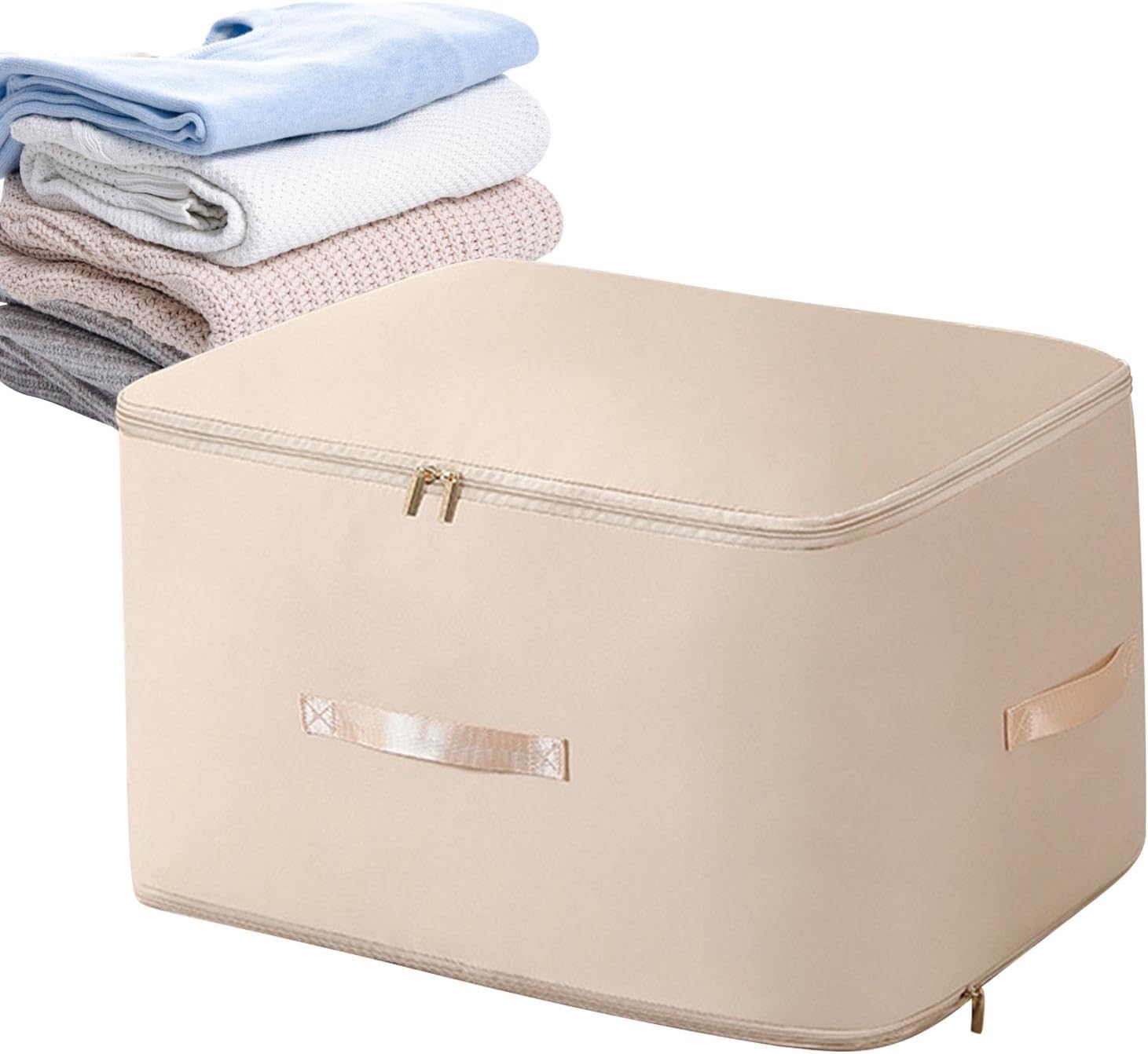 Large Capacity Fabric Storage Box | Foldable Organizer with Zipper Closure | Dustproof and Moisture-Resistant Storage Bin