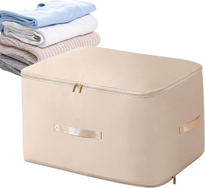 Large Capacity Fabric Storage Box | Foldable Organizer with Zipper Closure | Dustproof and Moisture-Resistant Storage Bin