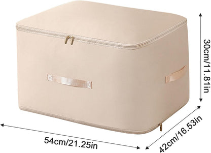 Large Capacity Fabric Storage Box | Foldable Organizer with Zipper Closure | Dustproof and Moisture-Resistant Storage Bin
