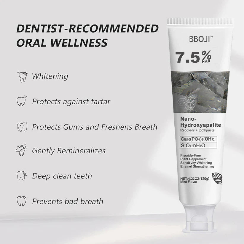 🔥Limited Time Deal!70% OFF🎁 BBOJI™ Fluoride-Free Hydroxyapatite Toothpaste – Gentle Whitening & Enamel Strength for Sensitive Teeth