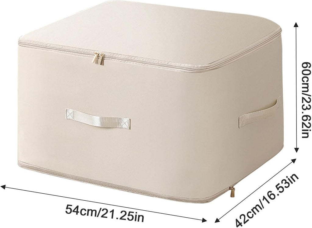 Large Capacity Fabric Storage Box – Foldable Clothes & Quilt Organizer with Handles and Zipper