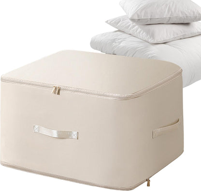Large Capacity Fabric Storage Box – Foldable Clothes & Quilt Organizer with Handles and Zipper