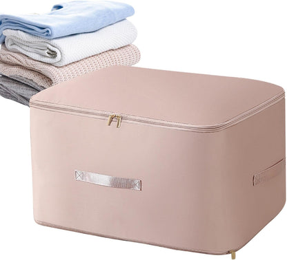 Large Capacity Storage Box – Foldable Fabric Organizer with Zipper Closure, Dustproof & Moisture-Proof Clothes and Quilt Storage Bag