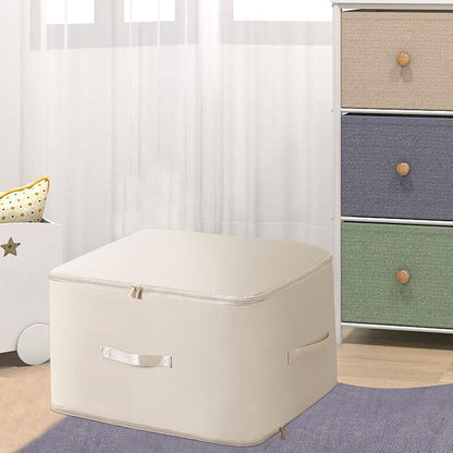 Large Capacity Fabric Storage Box – Foldable Clothes & Quilt Organizer with Handles and Zipper