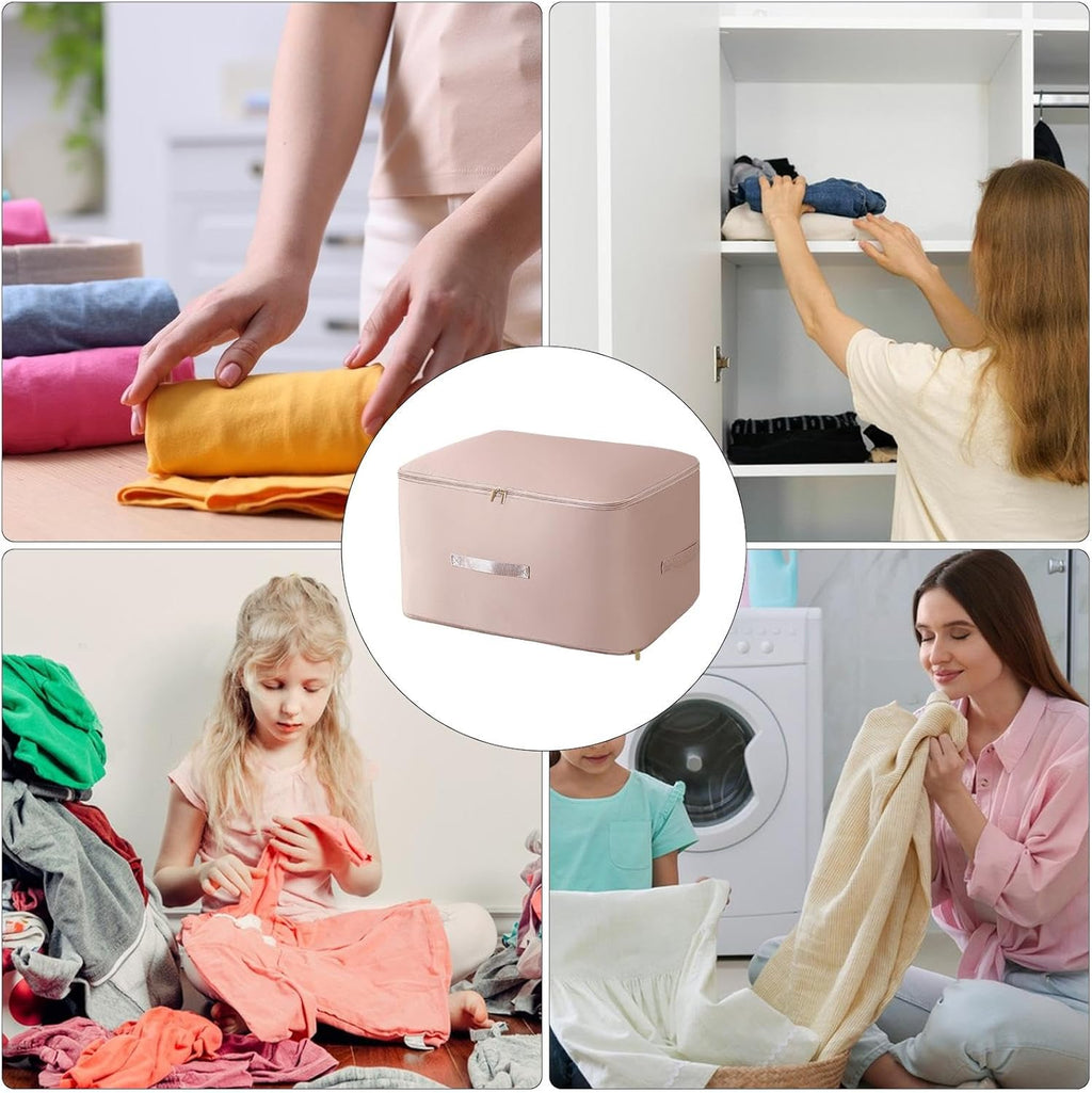 Large Capacity Storage Box – Foldable Fabric Organizer with Zipper Closure, Dustproof & Moisture-Proof Clothes and Quilt Storage Bag