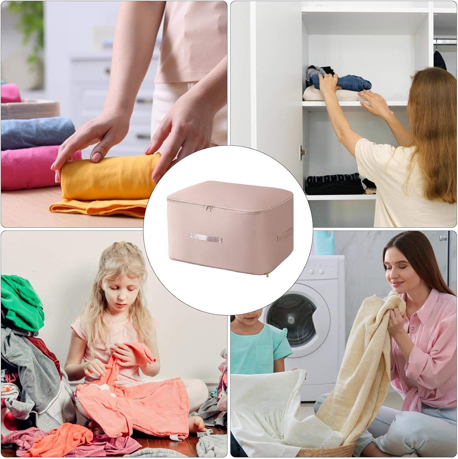 Large Capacity Storage Box – Foldable Fabric Organizer with Zipper Closure, Dustproof & Moisture-Proof Clothes and Quilt Storage Bag