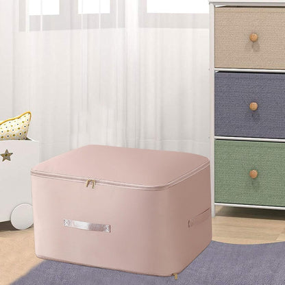 Large Capacity Storage Box – Foldable Fabric Organizer with Zipper Closure, Dustproof & Moisture-Proof Clothes and Quilt Storage Bag