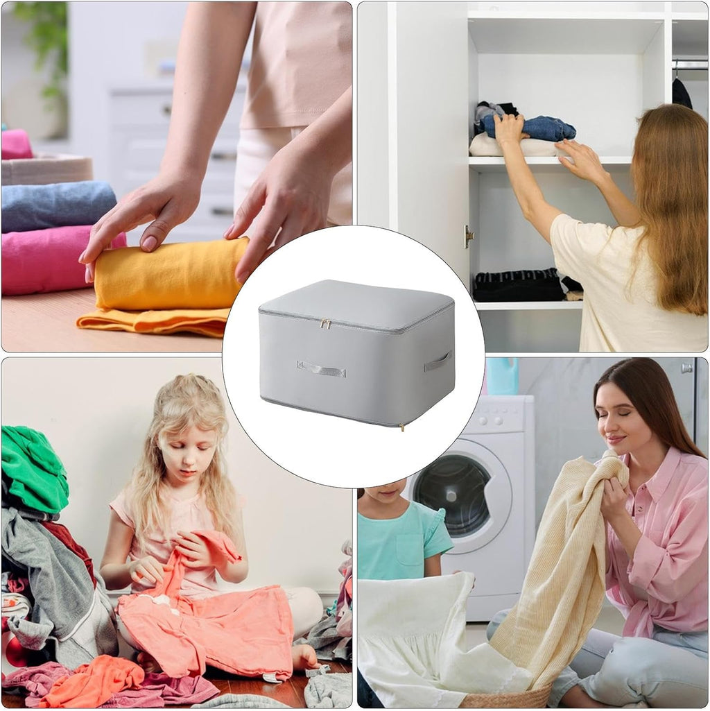 Extra-Large Fabric Storage Box – Foldable Clothes Organizer Bag with Handles, Dustproof & Moisture-Proof Quilt Storage Container