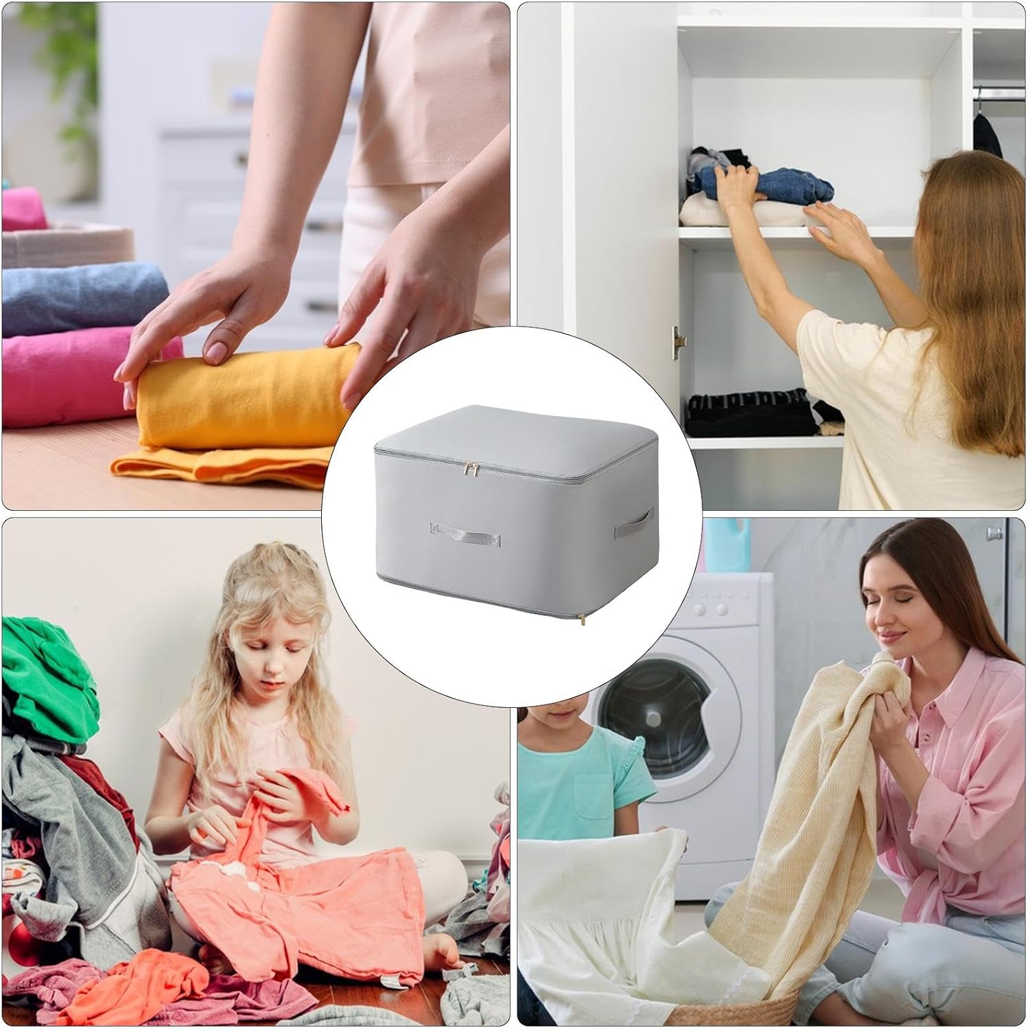 Extra-Large Fabric Storage Box – Foldable Clothes Organizer Bag with Handles, Dustproof & Moisture-Proof Quilt Storage Container