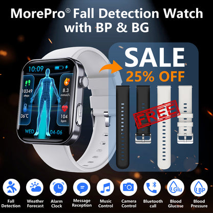 Best Upgrade MorePro® PulseMax Fall Detection Watch With Blood Glucose+Blood Pressure Monitoring+Calls 2025+ Free Strap*2 Gift🎁