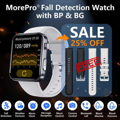 Best Upgrade MorePro® PulseMax Fall Detection Watch With Blood Glucose+Blood Pressure Monitoring+Calls 2025+ Free Strap*2 Gift🎁